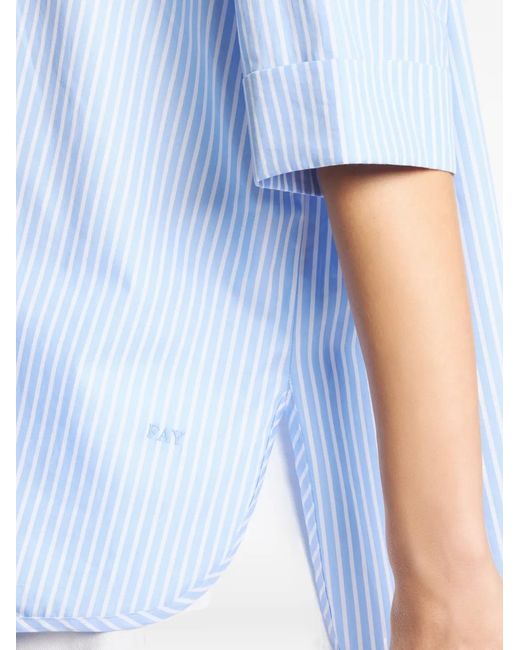 Fay Blue Striped Short-Sleeve Shirt