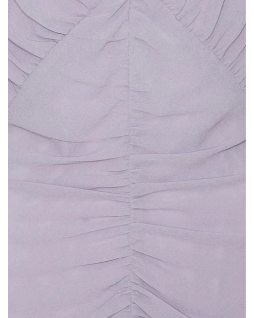 ROTATE BIRGER CHRISTENSEN Purple Gathered Rose-Embellished Mini Dress