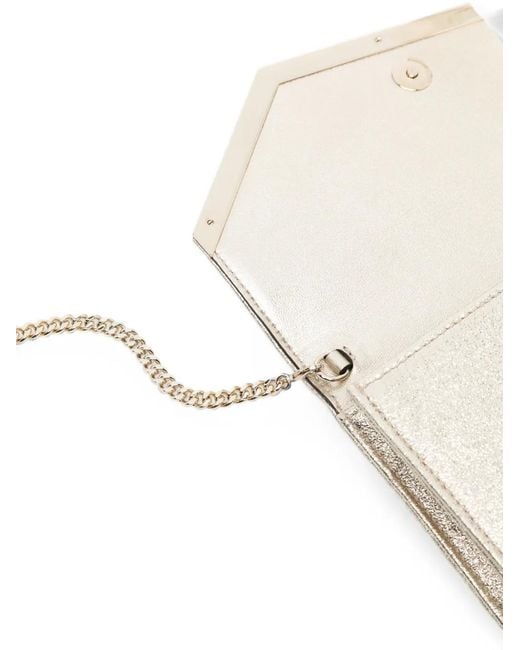 Jimmy Choo Natural Glitter-Effect Envelope Wallet