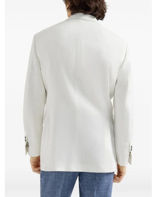 Brunello Cucinelli White Gabardine Blazer for men