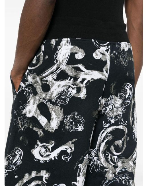 Versace Watercolour Couture Shorts aus Baumwolle in Black für Herren