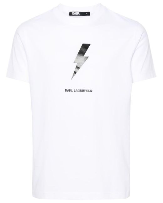Camiseta con motivo de rayos Karl Lagerfeld de hombre de color White