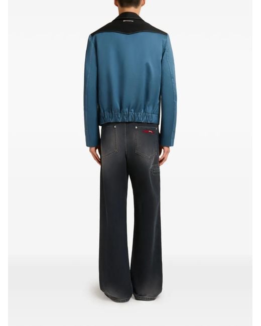 Marni Blue Water-Repellent Gabardine Jacket With Contrast Yokes for men