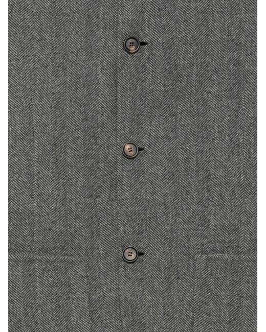 Eleventy Gray Herringbone-Pattern High-Neck Coat for men