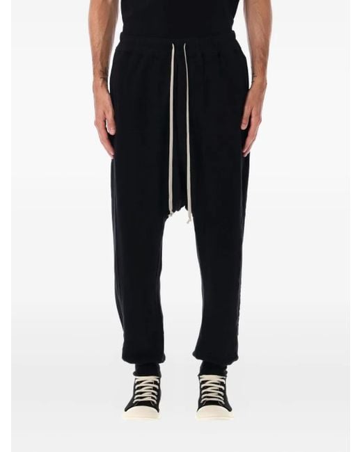 Rick Owens Black Drawstring Drop-Crotch Trousers for men