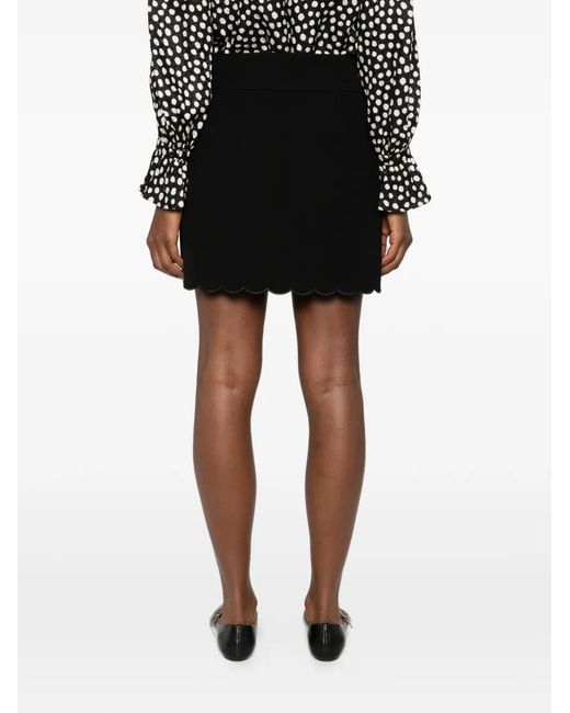 Chloé Black Scallop-Hem Mini Skirt