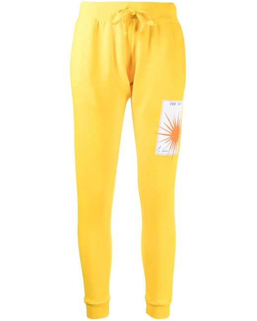 LA DETRESSE Yellow Logo-Patch Cotton-Blend Track Trousers
