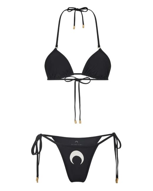 MARINE SERRE Black Crescent Moon Bikini Set