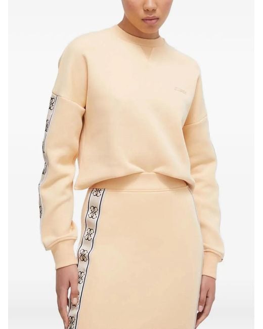 Guess Natural Logo-Tape Cropped Sweatshirt