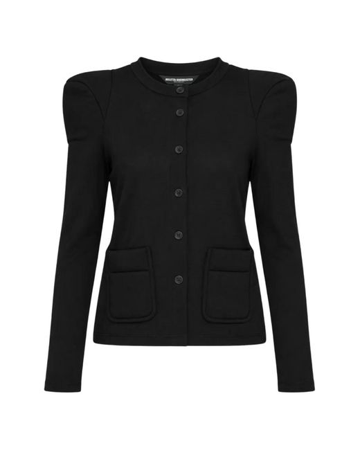 Melitta Baumeister Black Puff-Shoulder Button-Up Cardigan