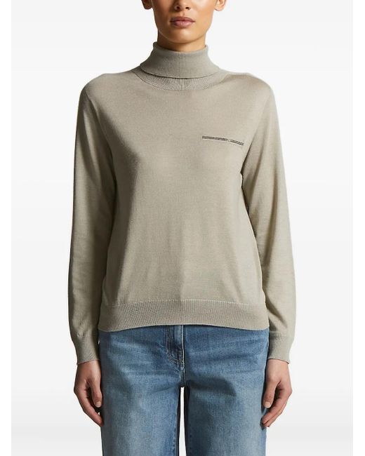 Peserico Blue Rollkragenpullover mit Reißverschluss