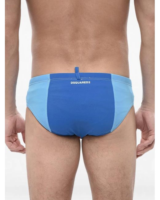 DSquared² Blue Color-Block Logo-Print Swim Briefs for men