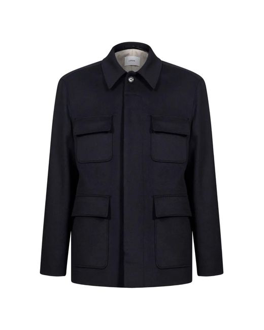 Lardini Blue Multi-Pocket Concealed-Fastening Jacket for men