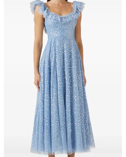Needle & Thread Blue Scatter Dot Midi Dress