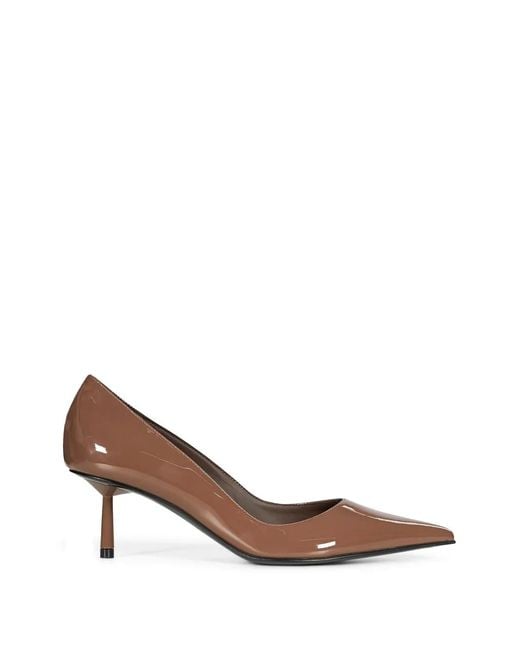 Le Silla Brown Patent-Finish Pointed-Toe Pumps