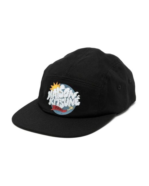 Maison Kitsuné Black Cloudbuster Cotton Baseball Cap for men