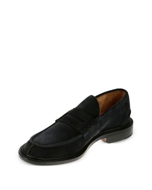 Tricker's Black James Suede Loafers for men