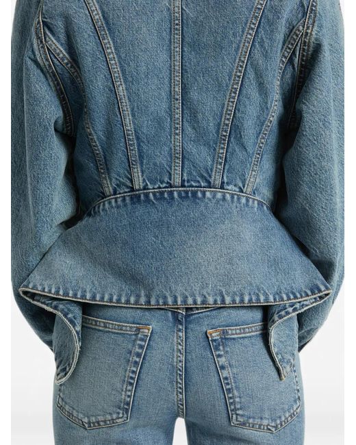 Balmain Blue Faded Denim Peplum Jacket