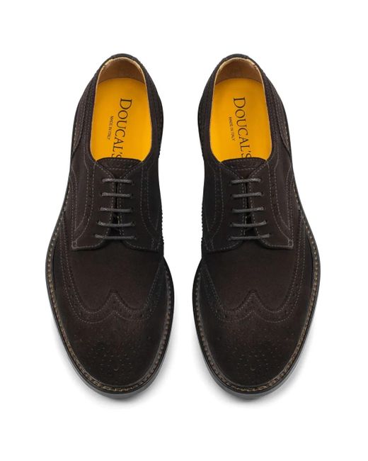 Doucal's Black Suede Derby Shoes for men