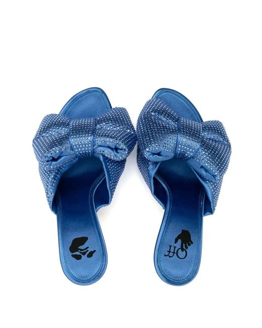 Off-White c/o Virgil Abloh Blue Allen Silk Bow Mules