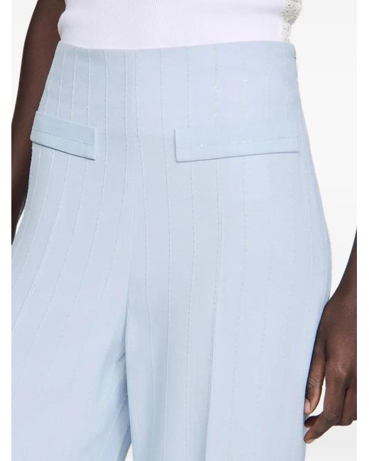 Sandro White Striped Sequin Trousers