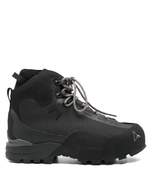 Roa Black Hida Lace-Up Panelled Hiking Boots for men