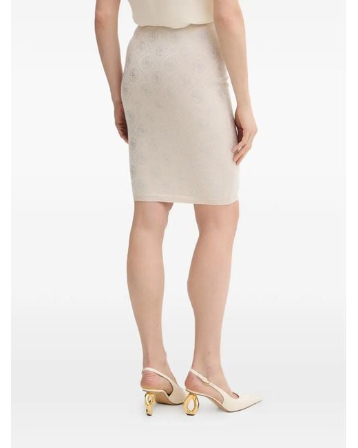 Guess Natural Logo-Pattern Midi Pencil Skirt