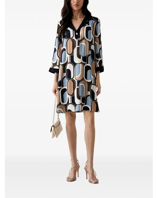 Joseph Ribkoff Blue Geometric-Print Shift Dress