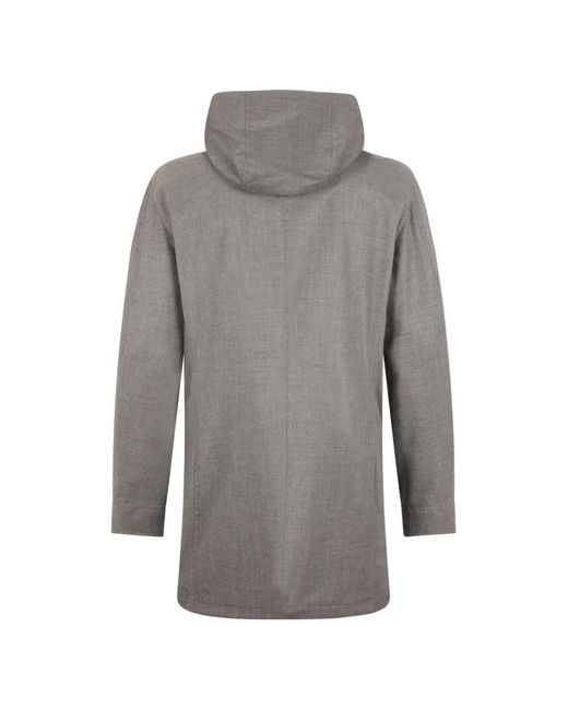 Moorer Gray Button Hooded Jacket for men