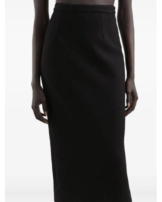 Dolce & Gabbana Black Wool Midi Skirt