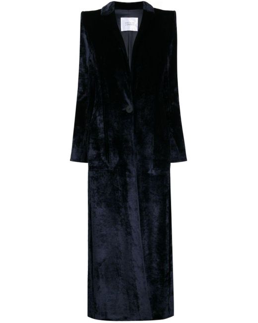 Galvan Black Sculpted Velvet Single-breasted Coat