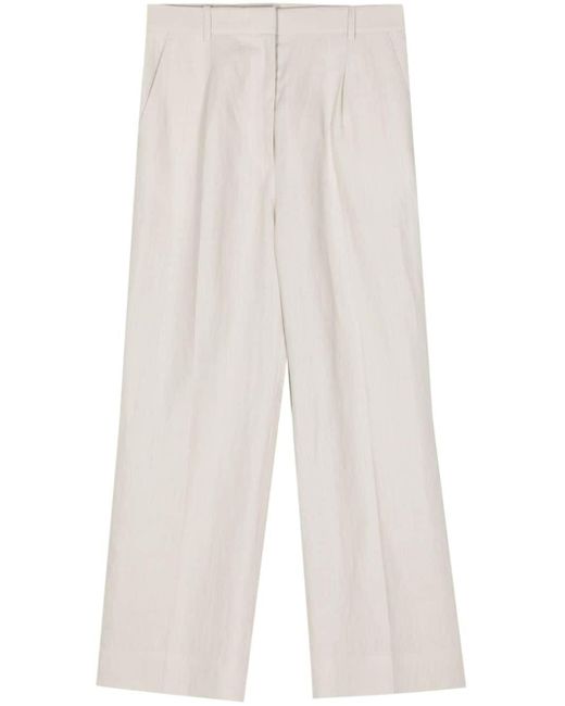 N.Peal Cashmere White Florence Linen Palazzo Pants