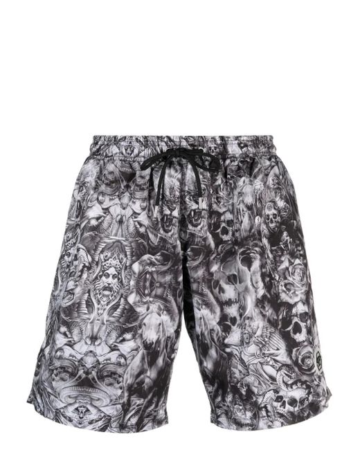 Philipp Plein Zwembroek Met Print in het Gray voor heren