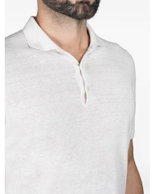 Moorer White Vinal-Mag Button-Fastening Short-Sleeve Polo Shirt for men