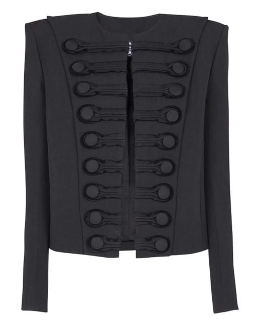 Balmain Black Grain De Poudre Edge-To-Edge Spencer Jacket