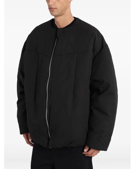 Entire studios Black Collarless Padded Jacket for men