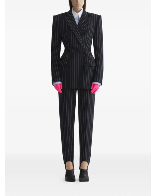 Mugler Blue Pinstripe Double-Breasted Jacket