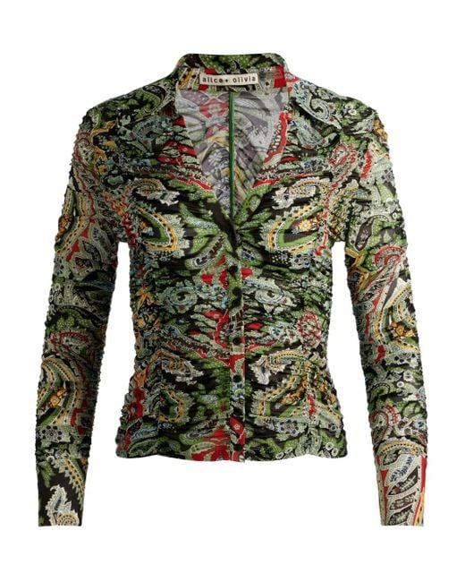 Alice + Olivia TOP MANCHES LONGUES PORTIA en Multi Alice + Olivia en coloris Green