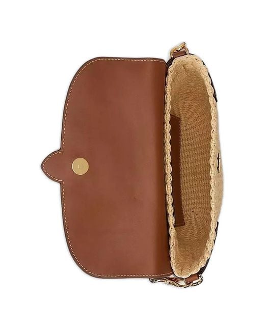 Ralph Lauren Brown Lynden Buckle Textured Tote Bag