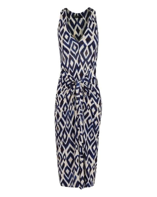 Lenny Niemeyer White All-Over Print Tie-Front Midi Dress