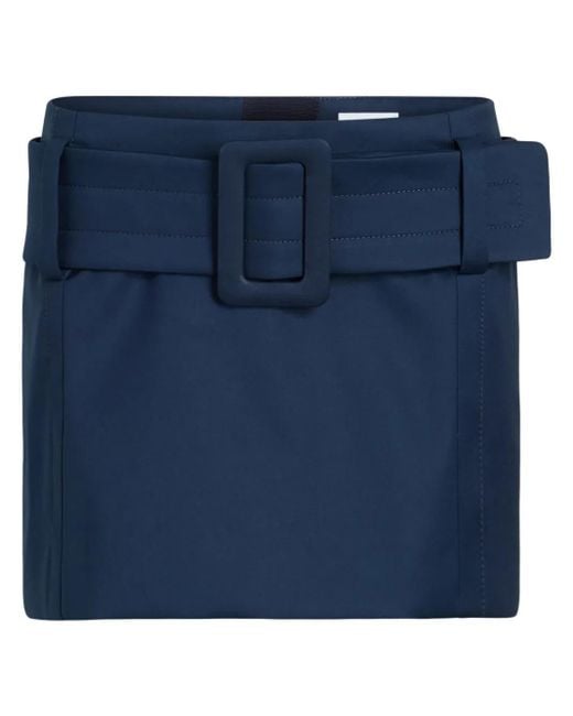 Patou Blue Belted Organic-Cotton Mini Skirt