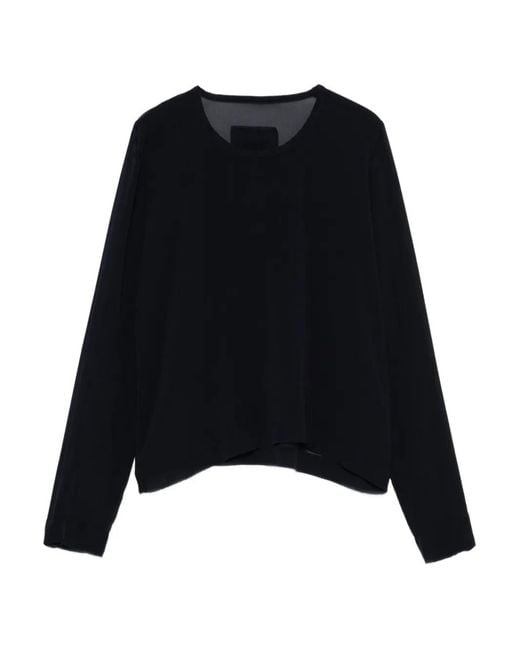 Private 0204 Black Sheer-Panel Long-Sleeve Top