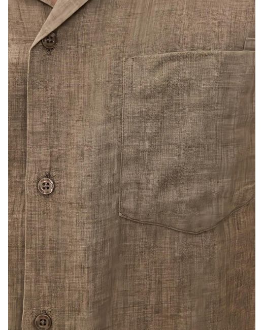 Frescobol Carioca Brown Angelo Pocket Short-Sleeve Shirt for men