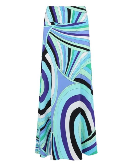 Emilio Pucci Blue Iride Mykonos Midi Skirt