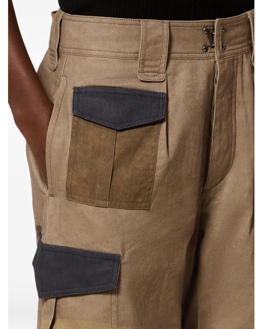 Isabel Marant Natural Patchwork Cotton Cargo Pants