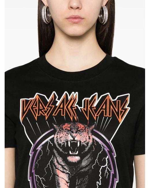 Versace Jeans Couture Black Logo-Print T-Shirt