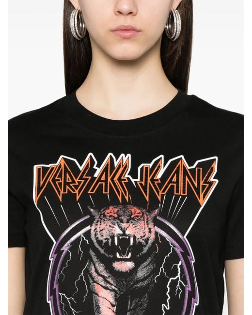 Versace Jeans Couture Black Logo-Print T-Shirt