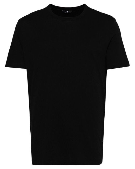7 For All Mankind Black Featherweight Cotton T-shirt for men