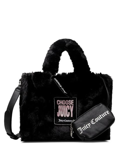 Juicy Couture Black Logo-Patch Satchel Bag