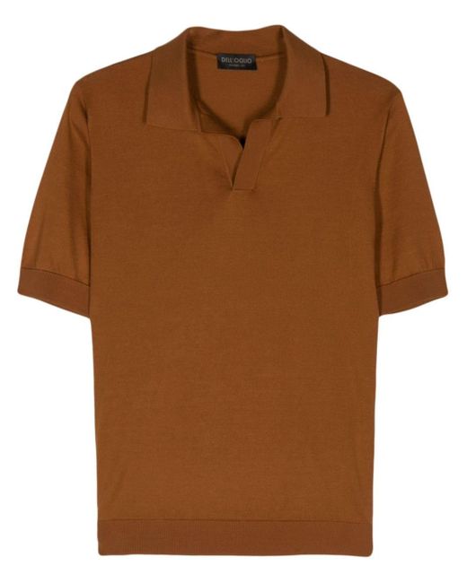 Dell'Oglio Brown Split-neck Cotton Polo Shirt for men